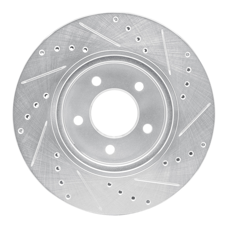 Ford Escape Brake Rotor (1) - Front Left - R1 Concepts - Drilled & Slotted - Silver - `05-`12